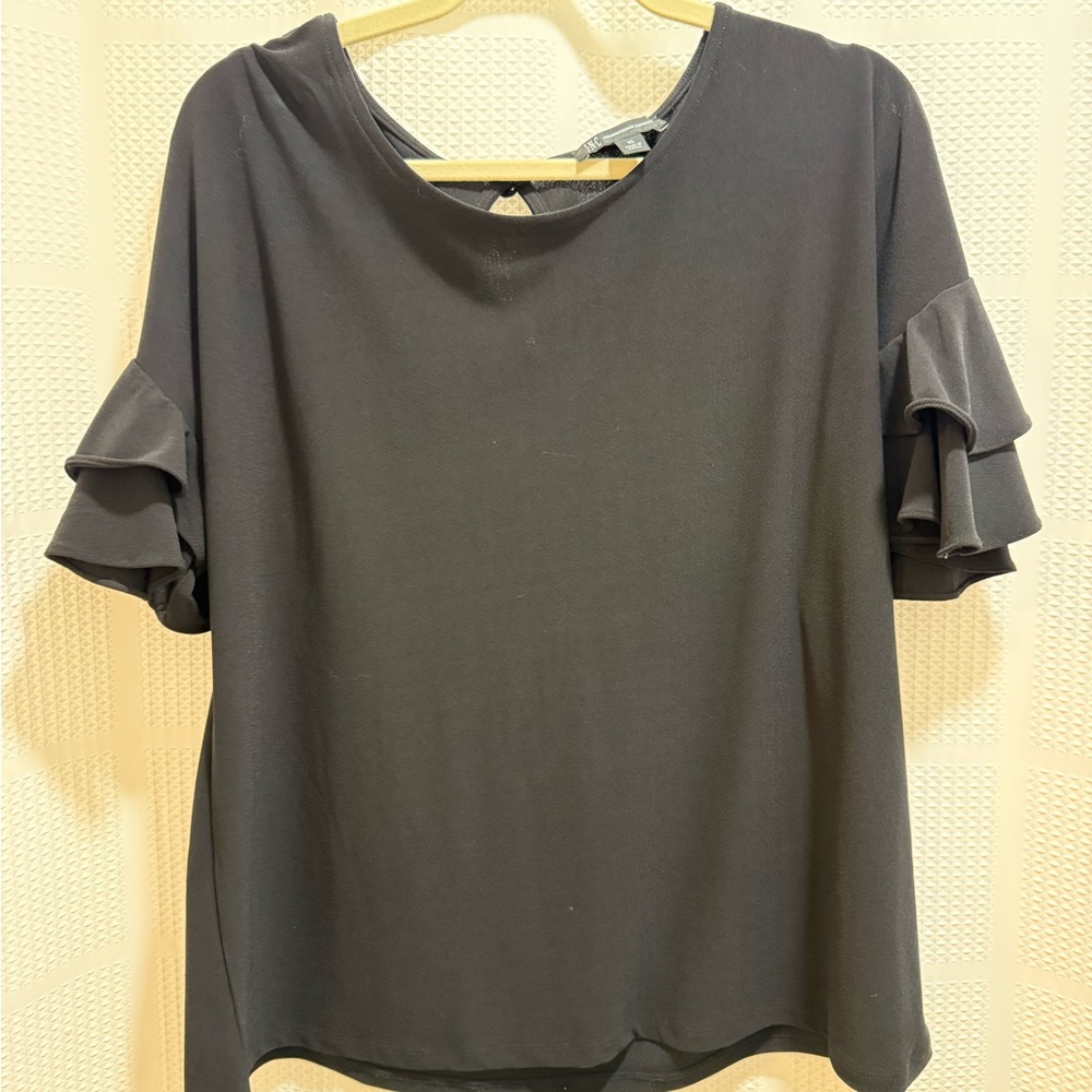 INC International Concepts Black Short Sleeve Top